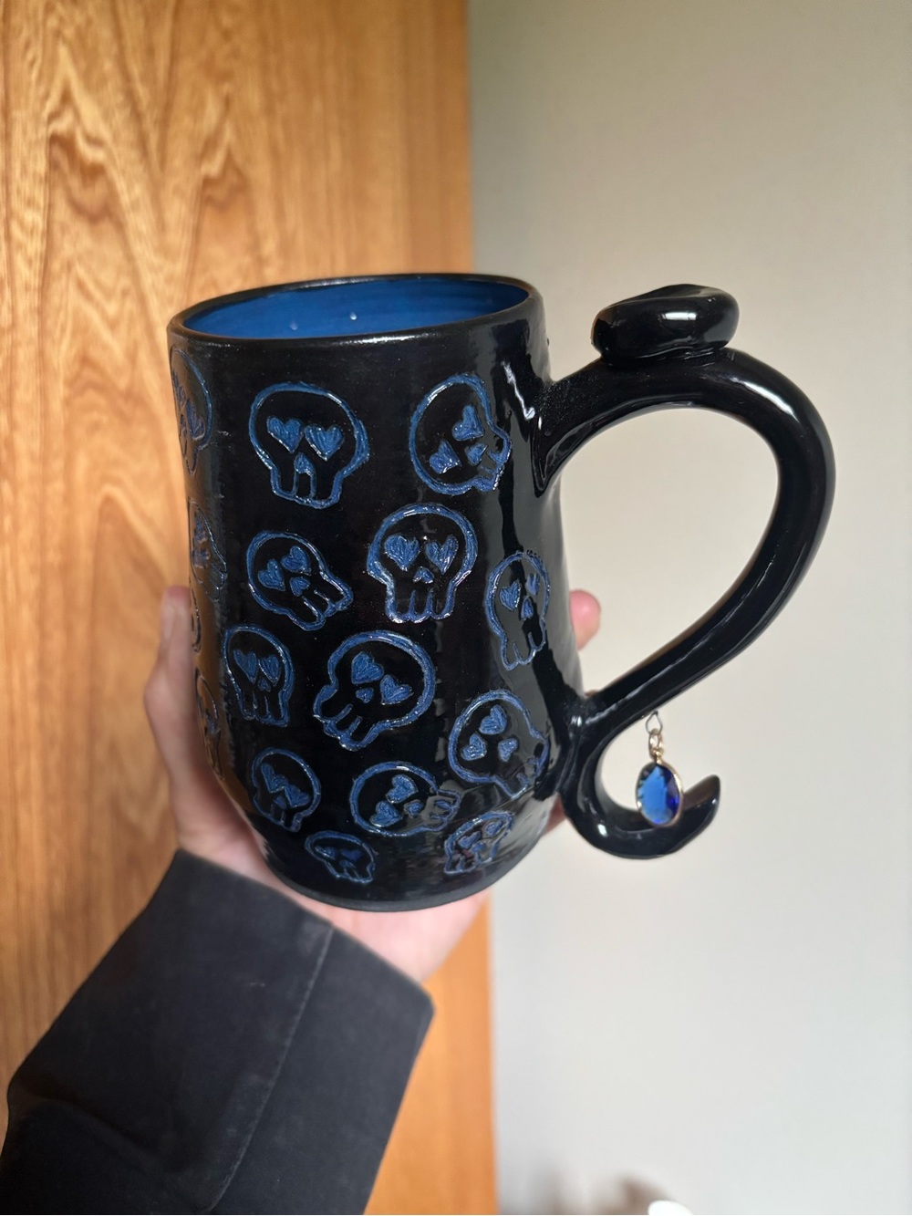 Charmed Carved Skull Pottery Mug
